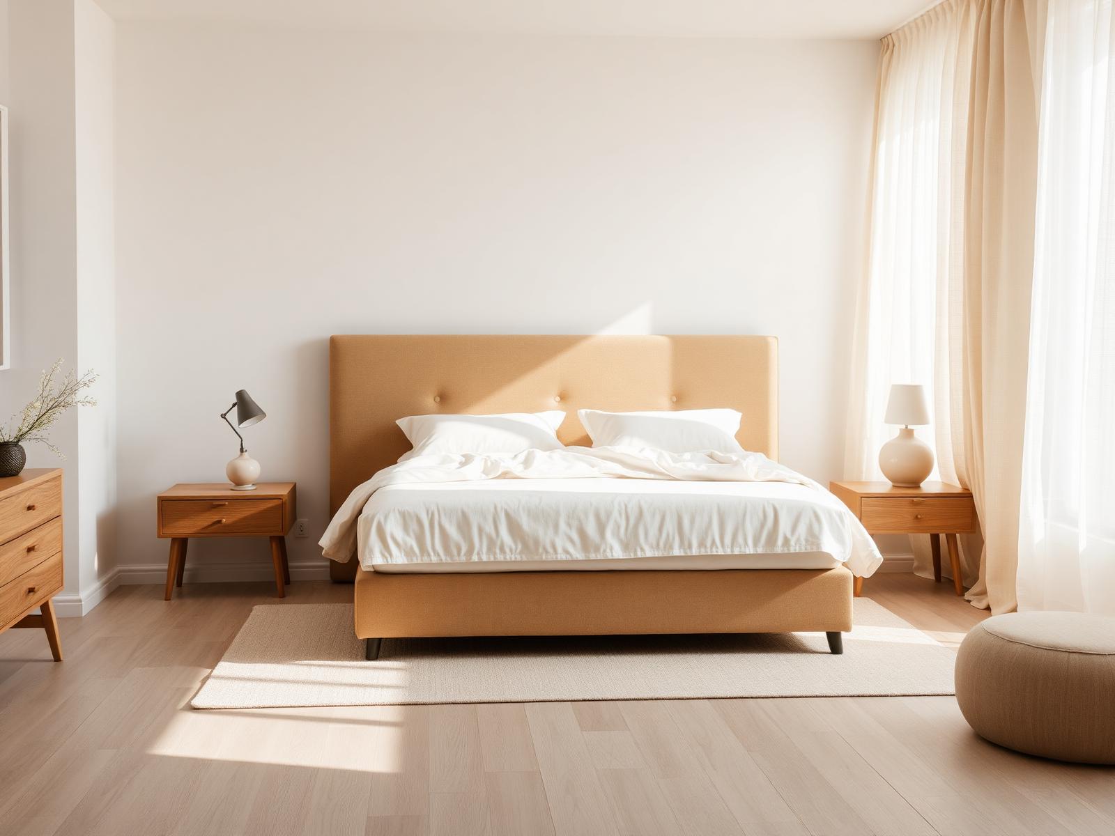 Luxe boxspring in een lichte Nederlandse slaapkamer
